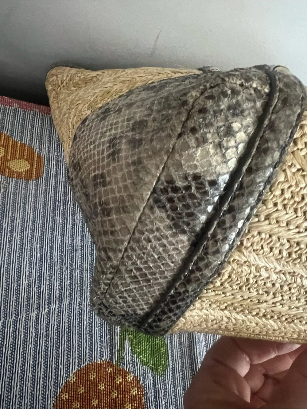 Coach 2013 Alexandra Straw Tote with Exotic Python Leather Trim